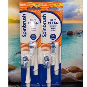 Spinbrush Pro Clean Replacement Brush Heads Soft Dual Action 2 Pk 4 Replacement